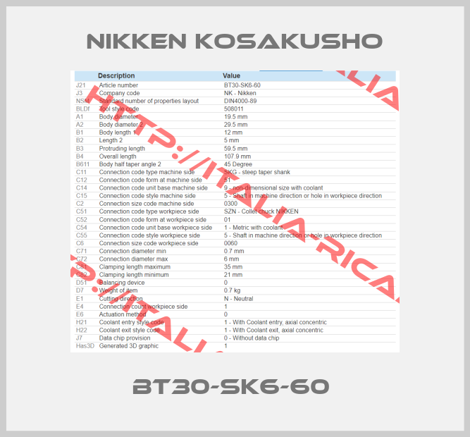 NIKKEN KOSAKUSHO-BT30-SK6-60 