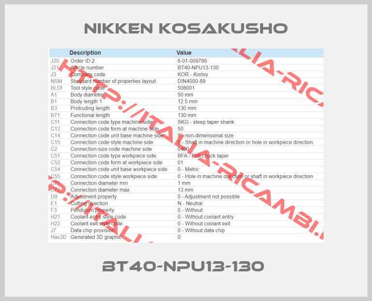 NIKKEN KOSAKUSHO-BT40-NPU13-130 
