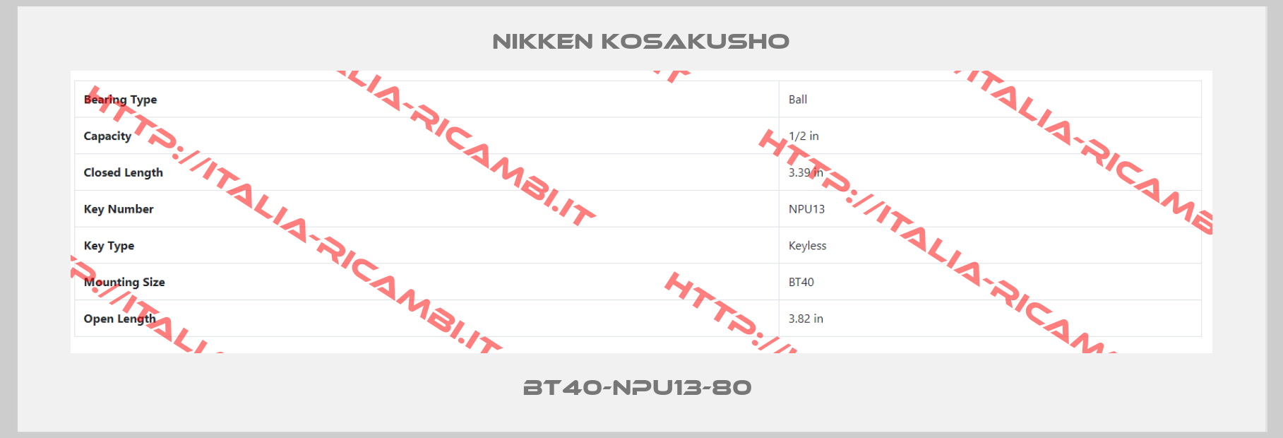 NIKKEN KOSAKUSHO-BT40-NPU13-80 