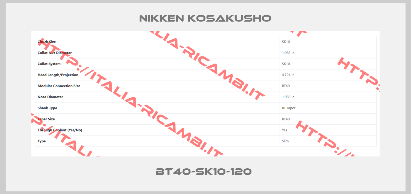 NIKKEN KOSAKUSHO-BT40-SK10-120 