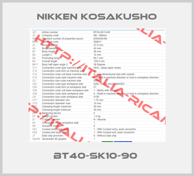 NIKKEN KOSAKUSHO-BT40-SK10-90 