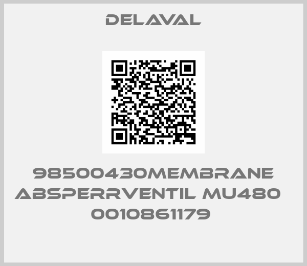 Delaval-98500430MEMBRANE ABSPERRVENTIL MU480    0010861179 